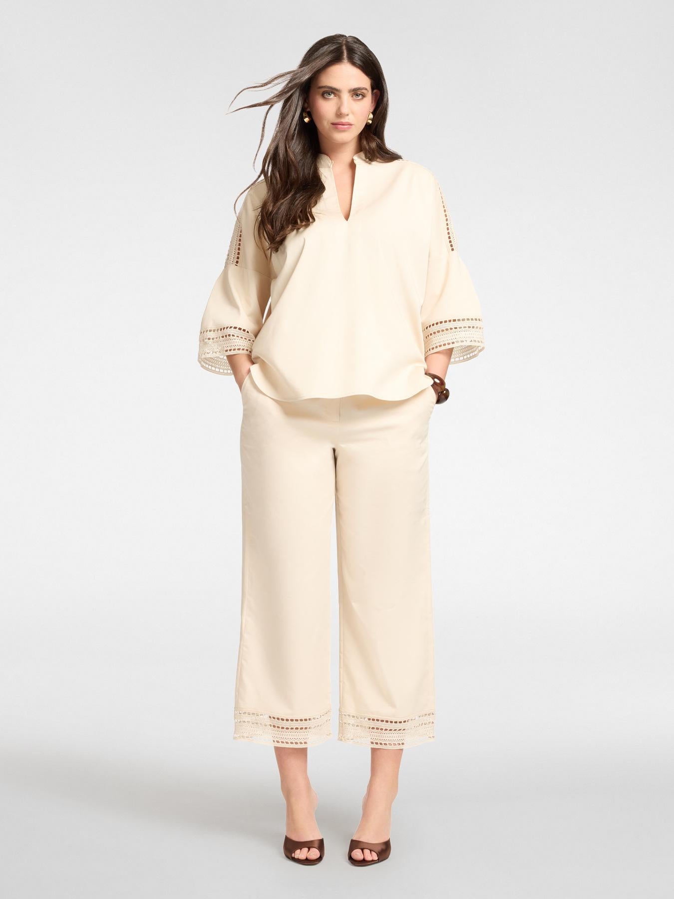 Pantalone Avorio ELENA MIRO P008P 002 Donna 