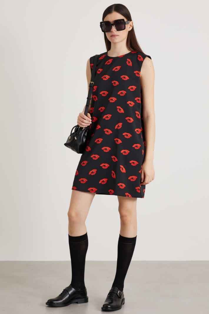 Abito Donna Nero e rosso Jersey Stampa baci MARELLA - Modalternativa