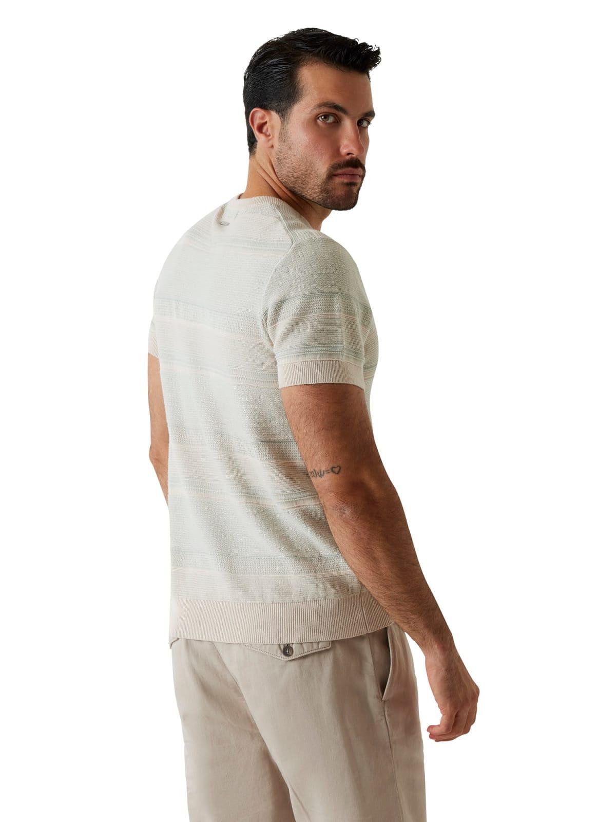 T-shirt Uomo Verde Piquet di cotone Righe GUESS - Modalternativa