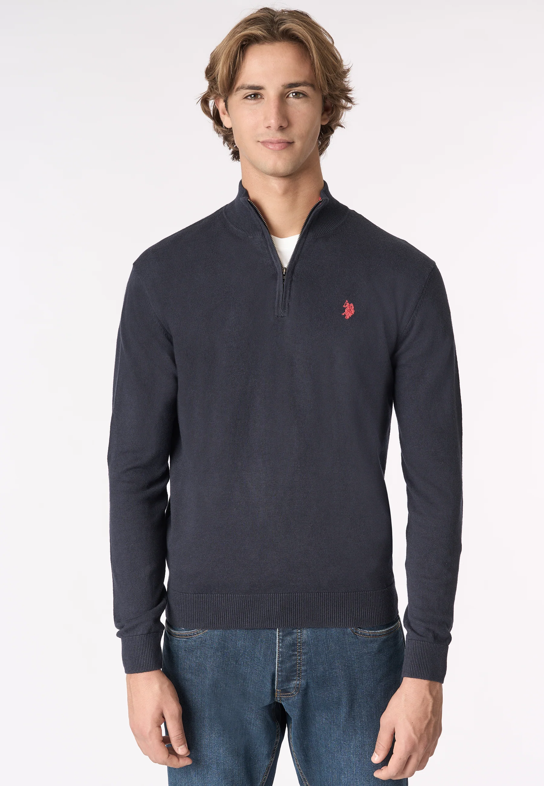 Maglia quarter zip Uomo Blu Cachemire Filo U.S. POLO ASSN. - Modalternativa