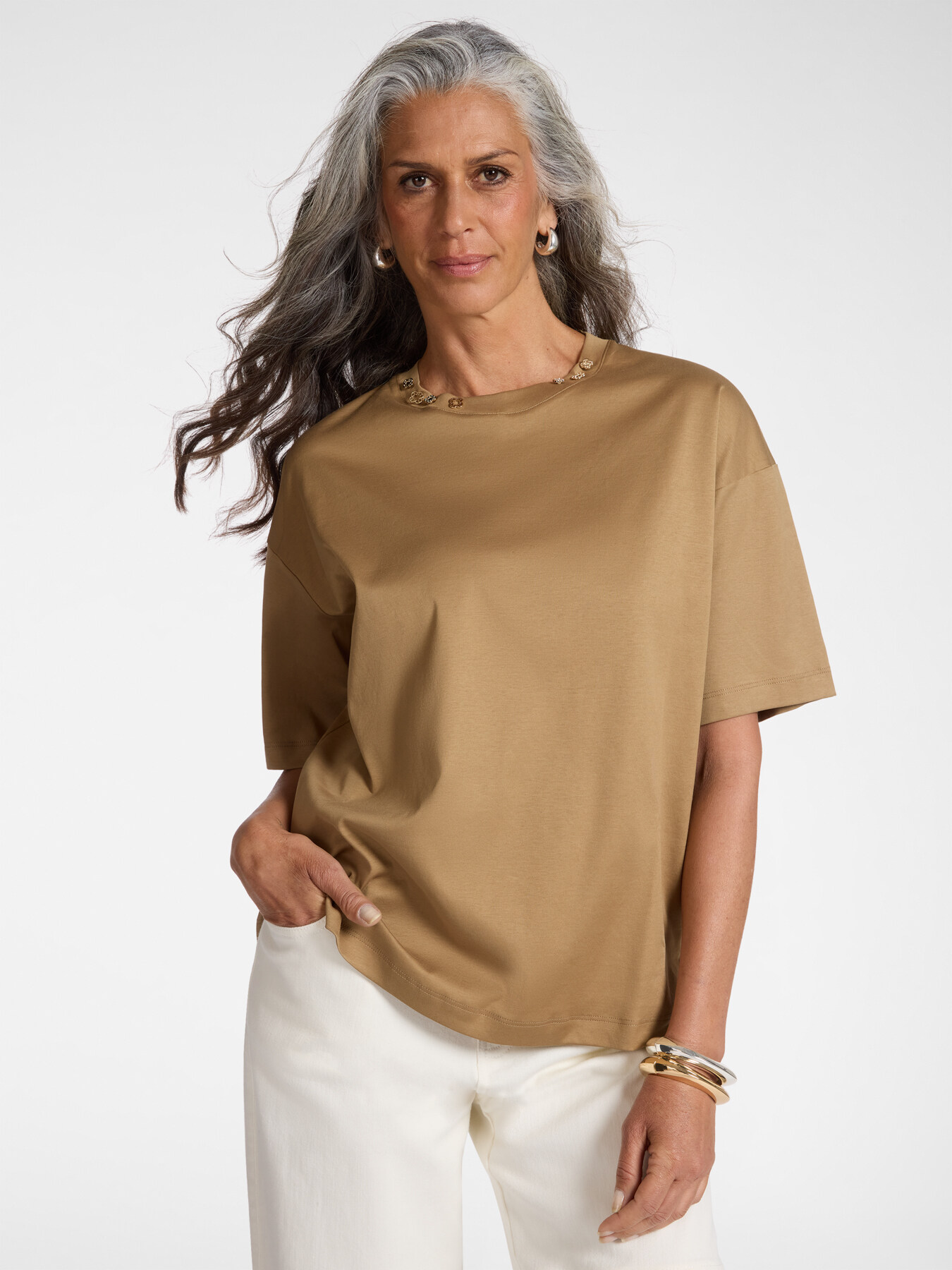 T-shirt Nocciola ELENA MIRO G065Z 022 Donna 