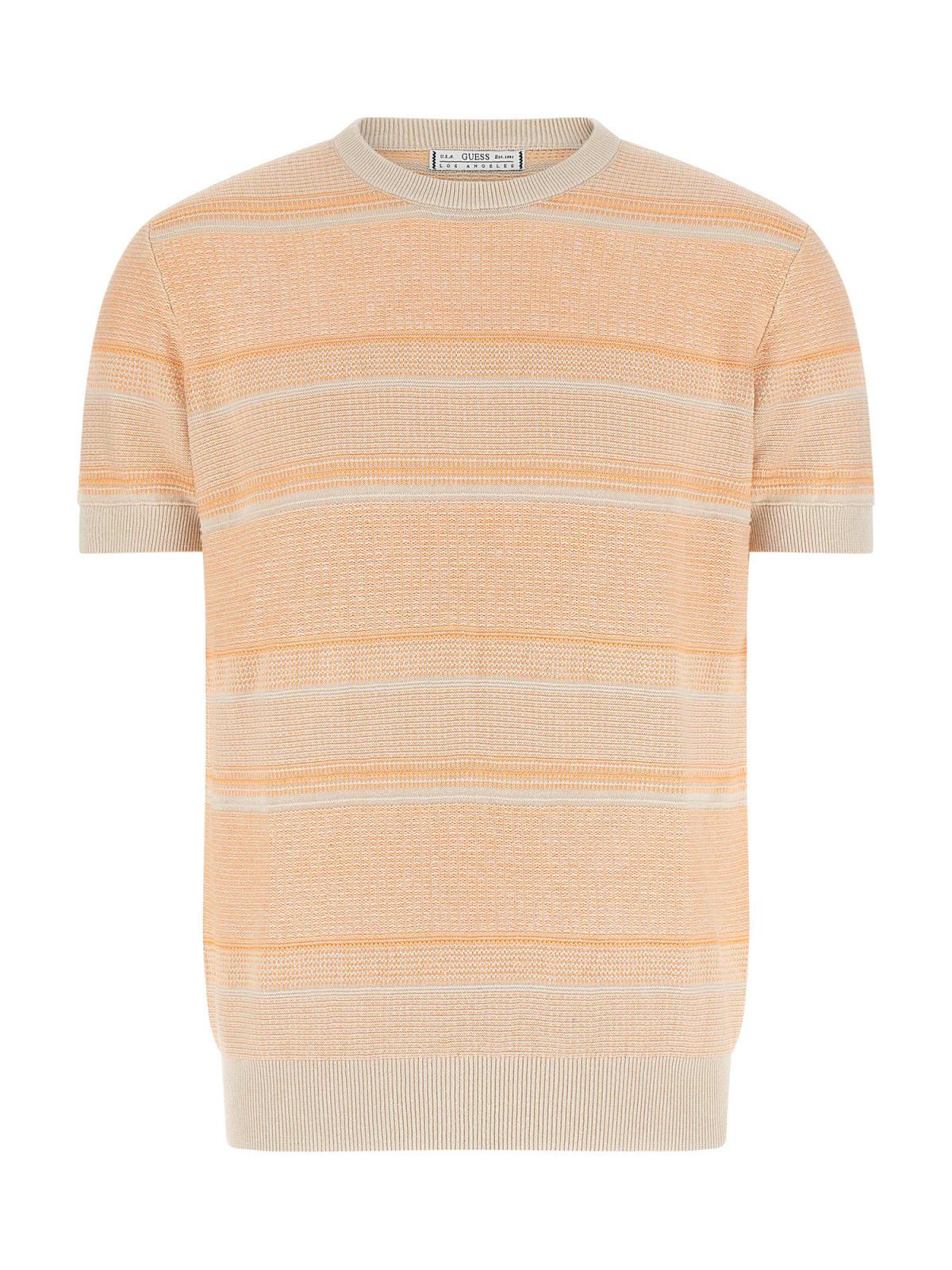 T-shirt Uomo Salmone Piquet di cotone Righe GUESS - Modalternativa