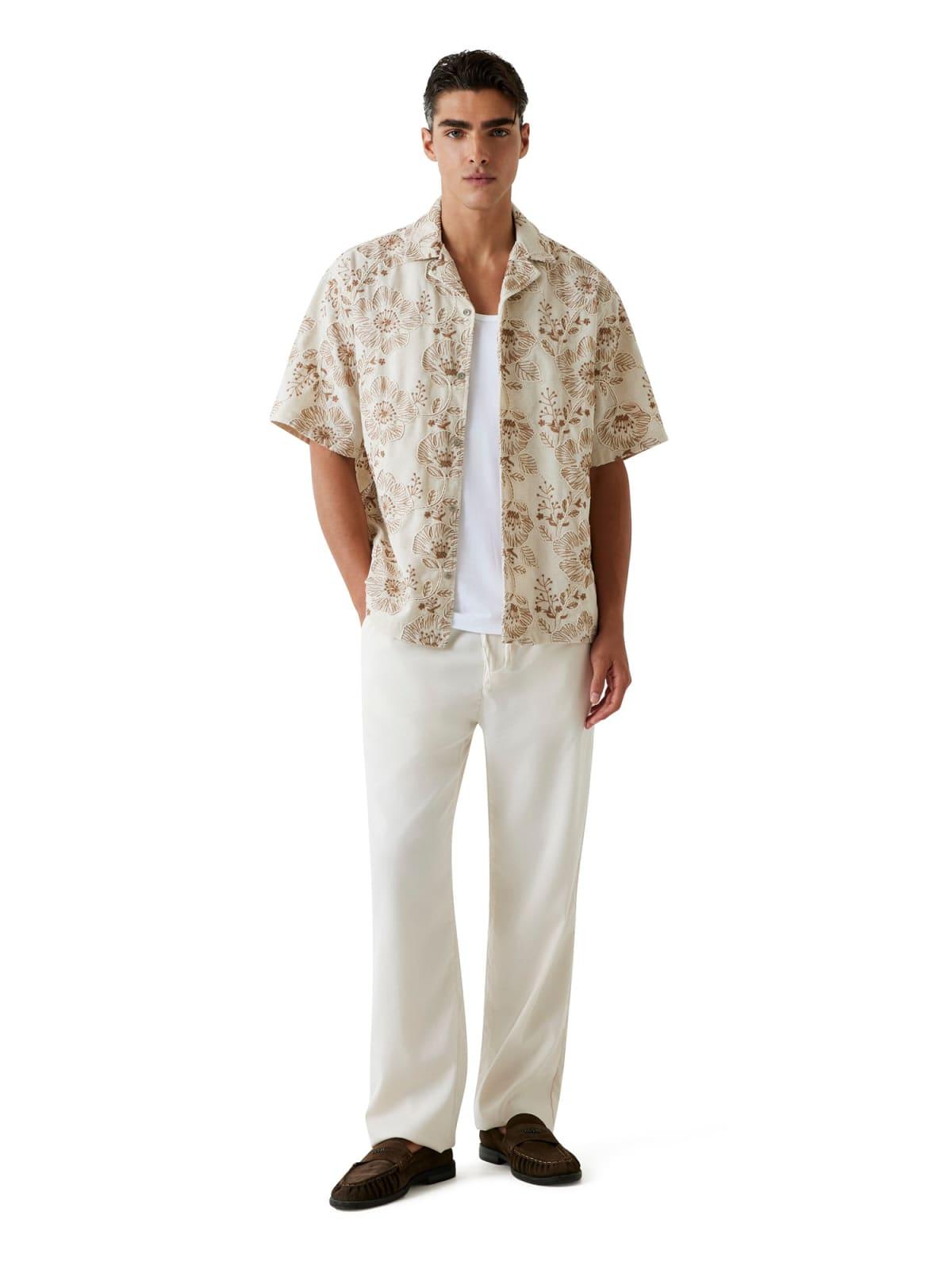 Pantalone Uomo Bianco Lino Comfort GUESS - Modalternativa