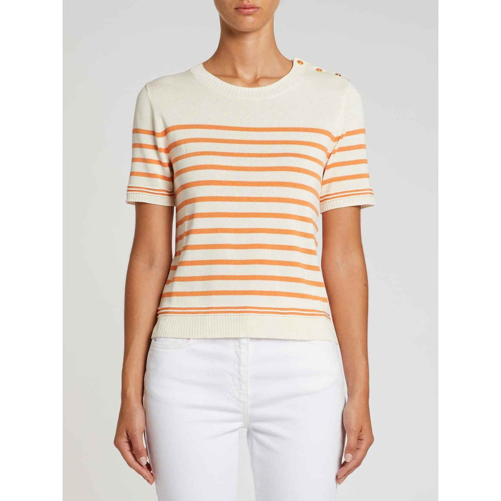 Maglia Donna Bianco/arancio Cotone Righe PENNY BLACK - Modalternativa