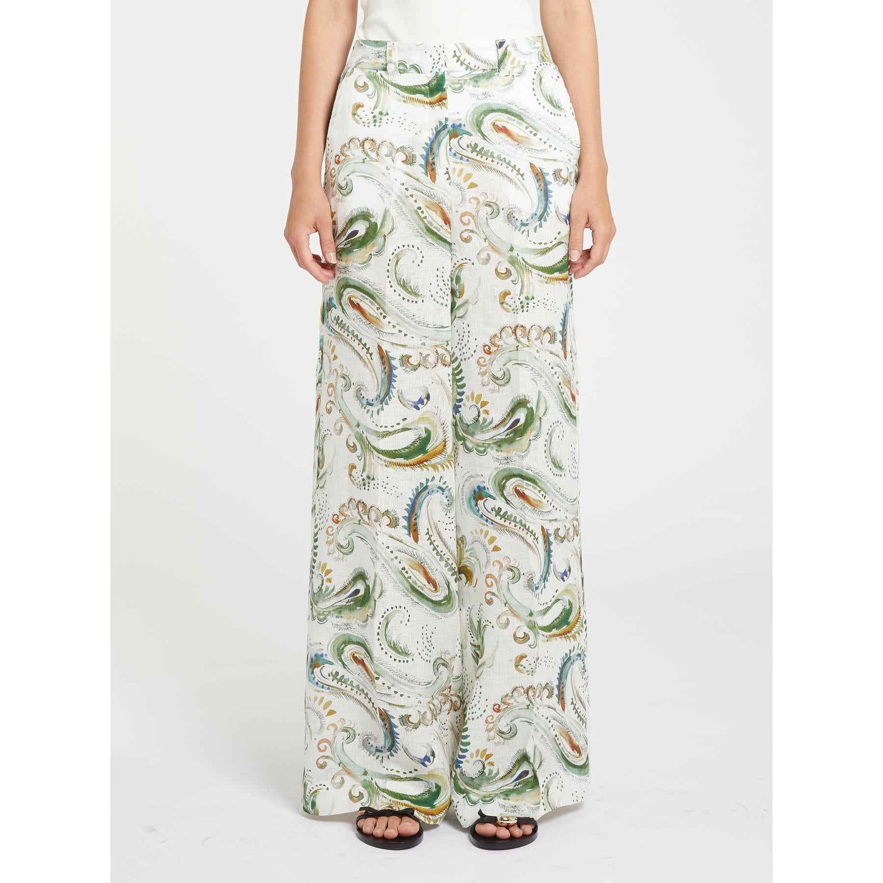 Pantalone Donna Fantasia Lino Foglie MARELLA - Modalternativa