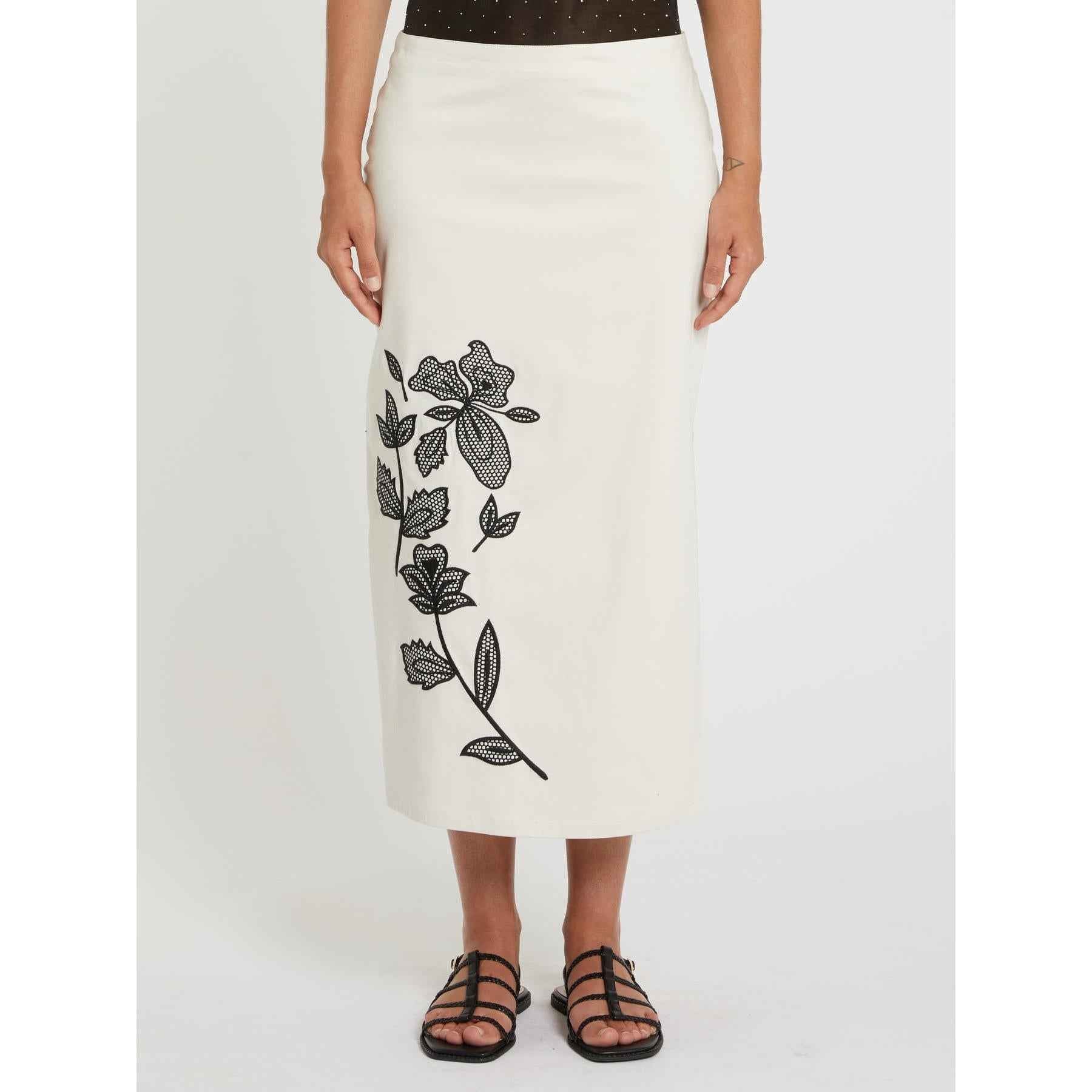 Gonna Donna Bianco/nero Cotone Bicololre PENNY BLACK - Modalternativa