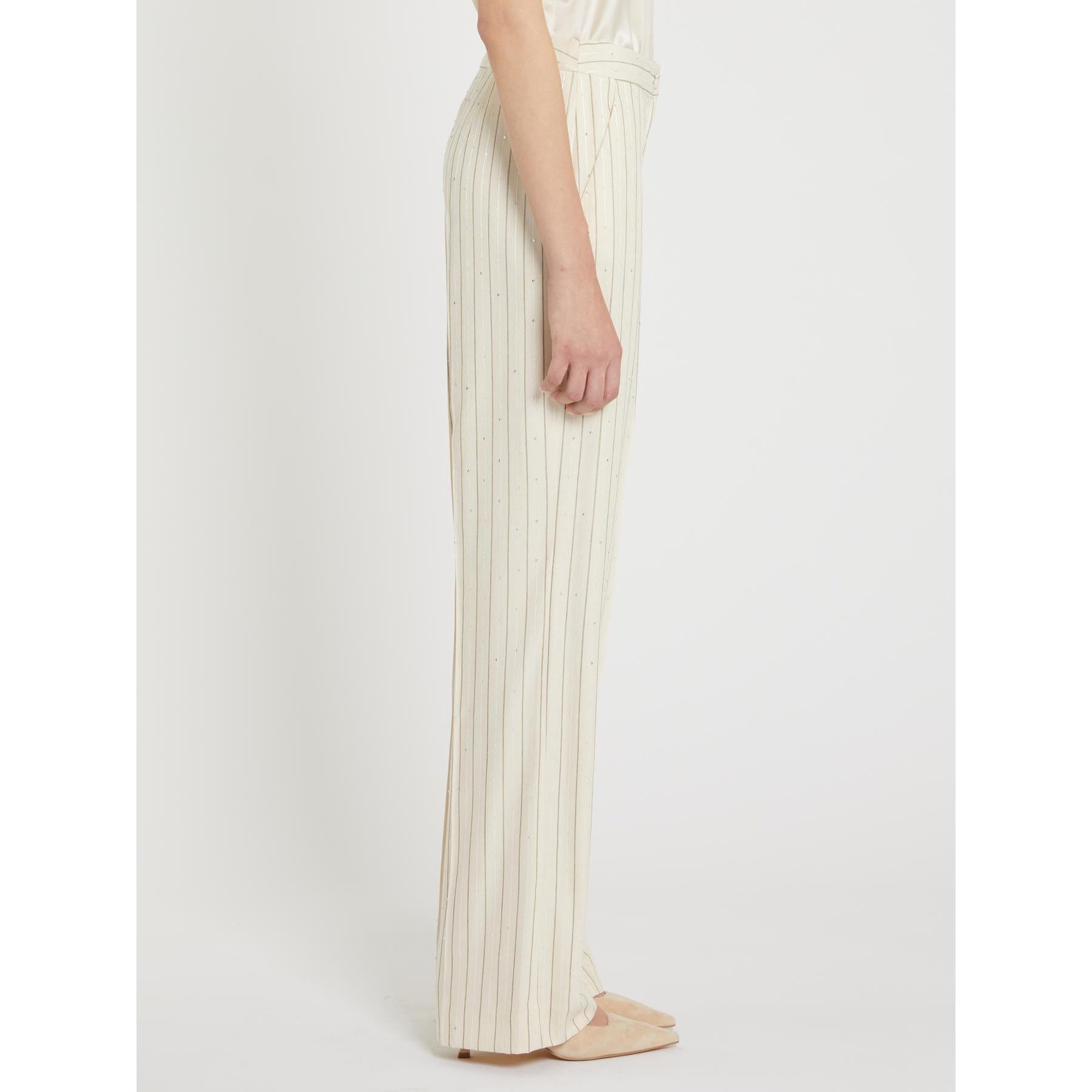 Pantalone Donna Beige Lino/cotone Righe PENNY BLACK - Modalternativa