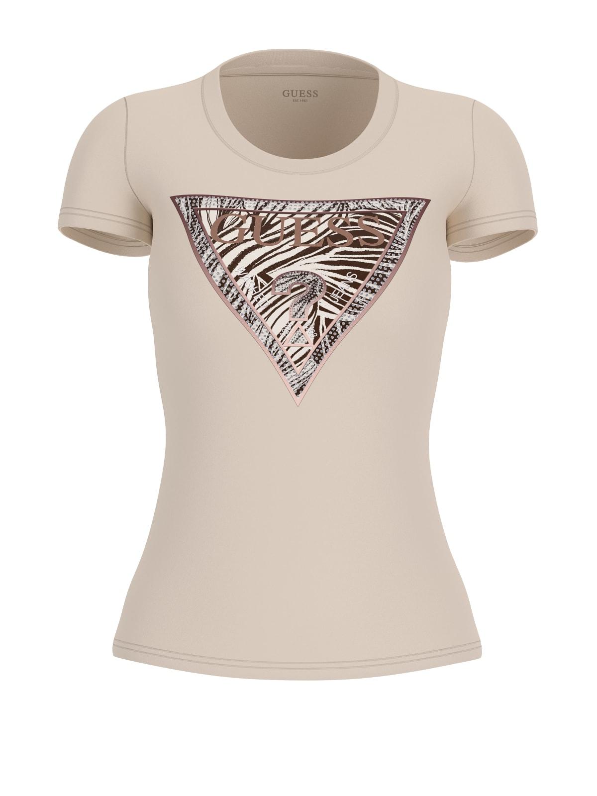 T-shirt Donna Madreperla Cotone Stampa tropicale GUESS - Modalternativa