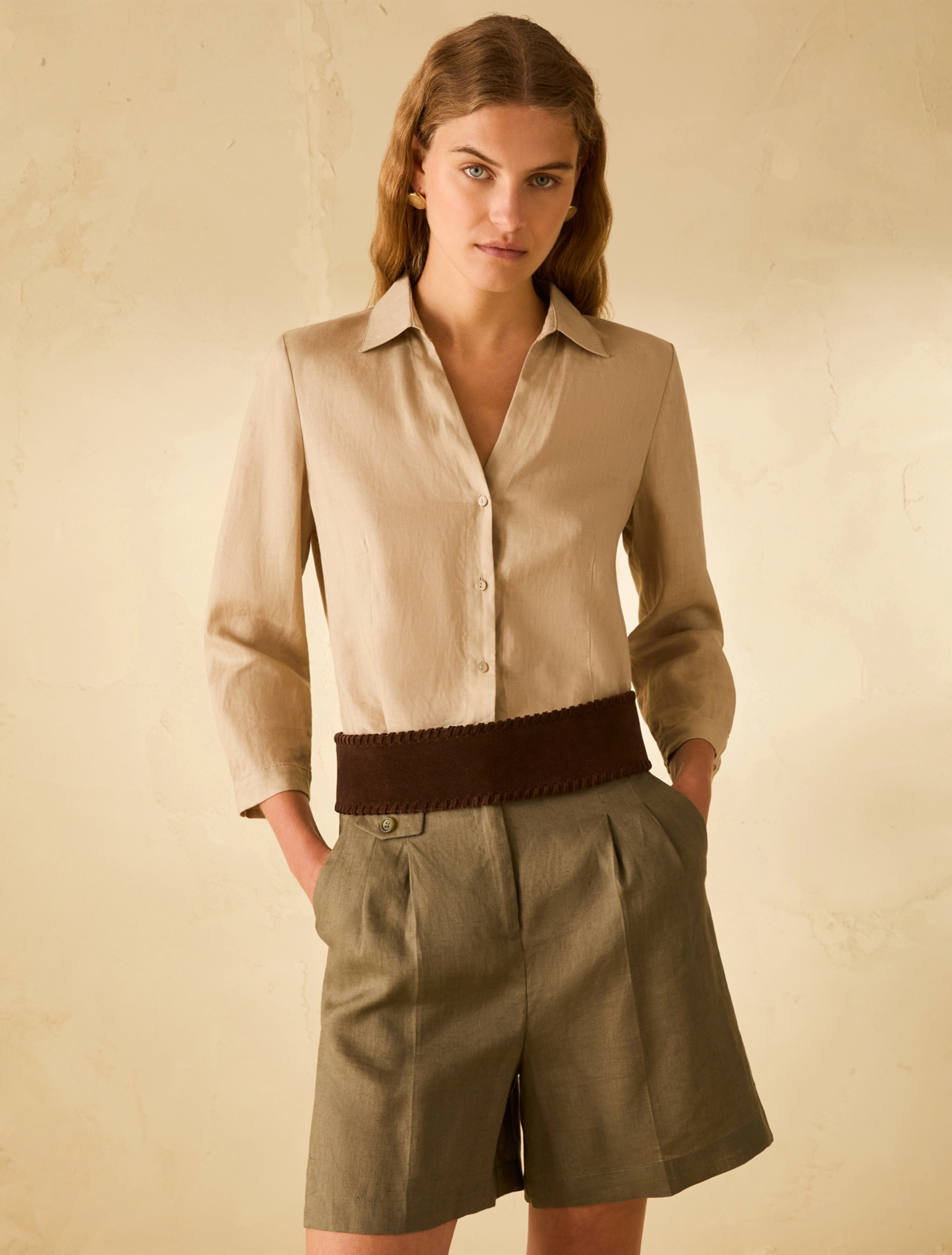 Camicia Donna Tortora Lino  PENNY BLACK - Modalternativa