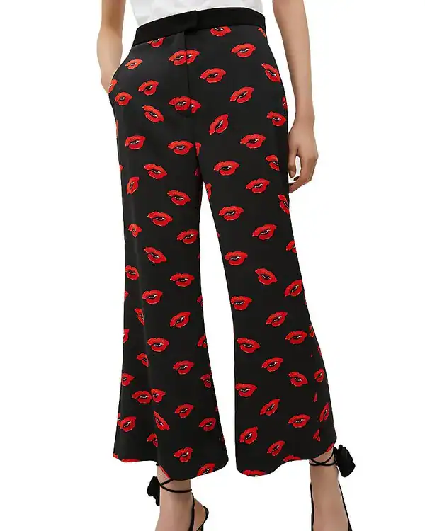 Pantalone gropper Donna Nero e rosso  Stampa baci MARELLA - Modalternativa