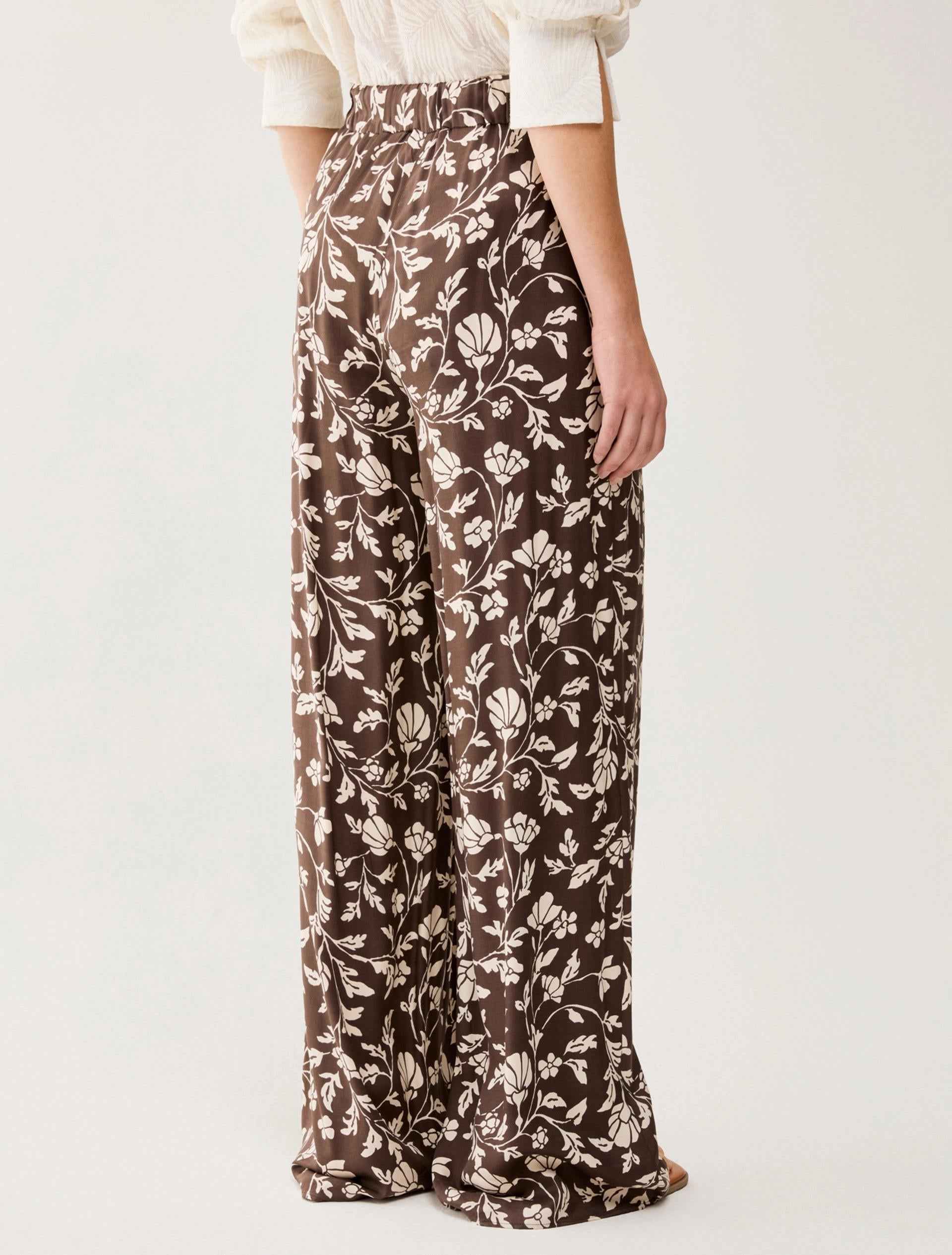 Pantalone Donna Beige/verde Viscosa Foglie PENNY BLACK - Modalternativa