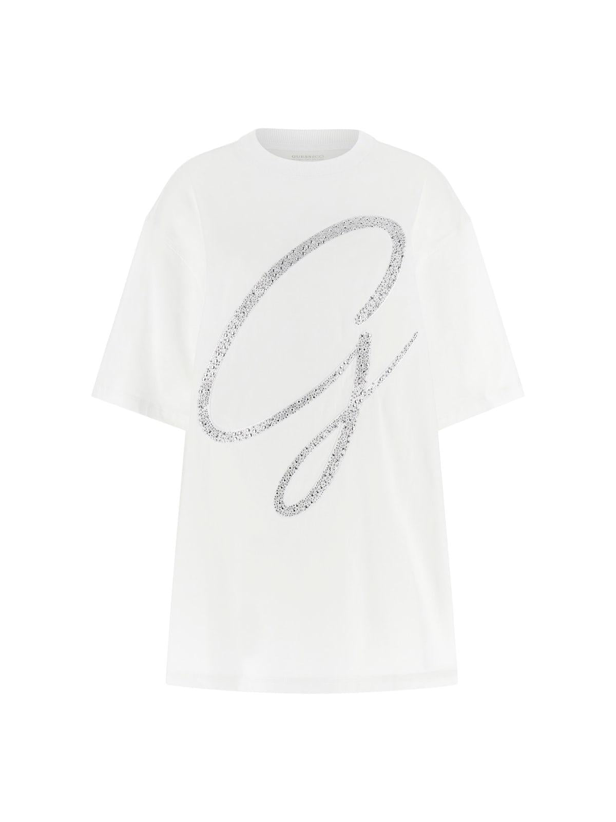 T-shirt Donna Bianco Cotone Logo GUESS - Modalternativa