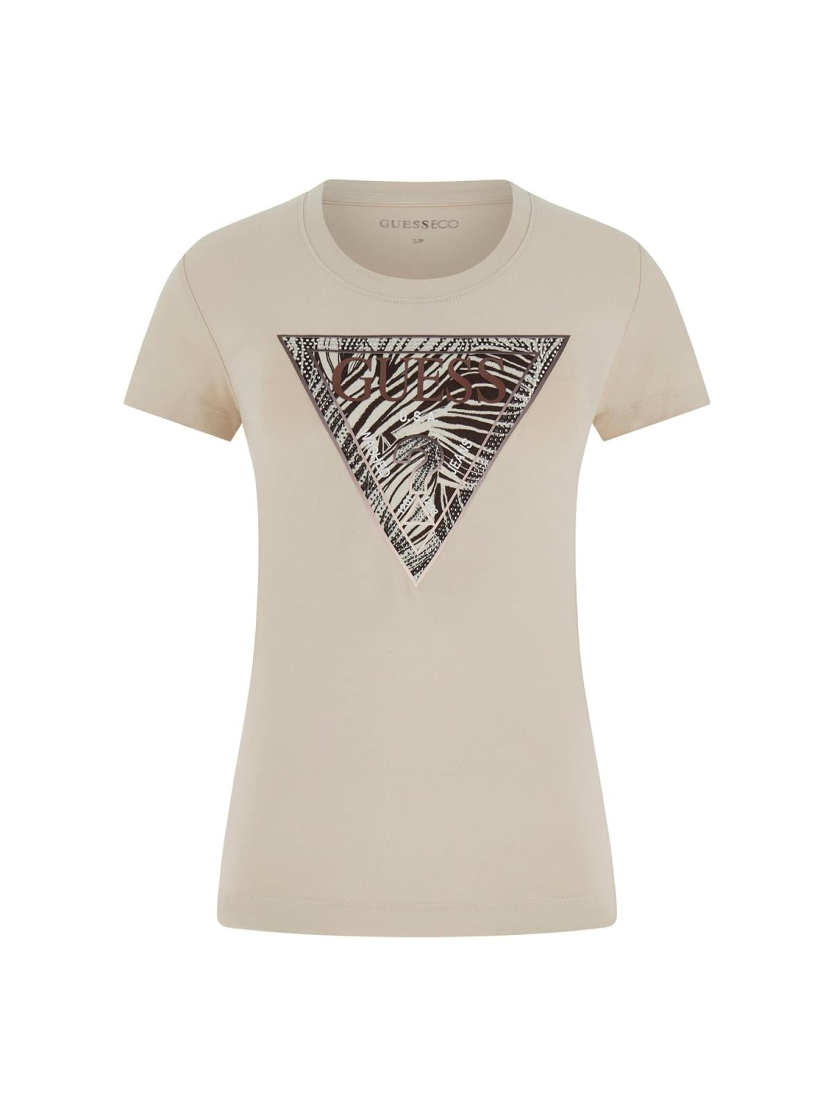 T-shirt Donna Madreperla Cotone Stampa tropicale GUESS - Modalternativa