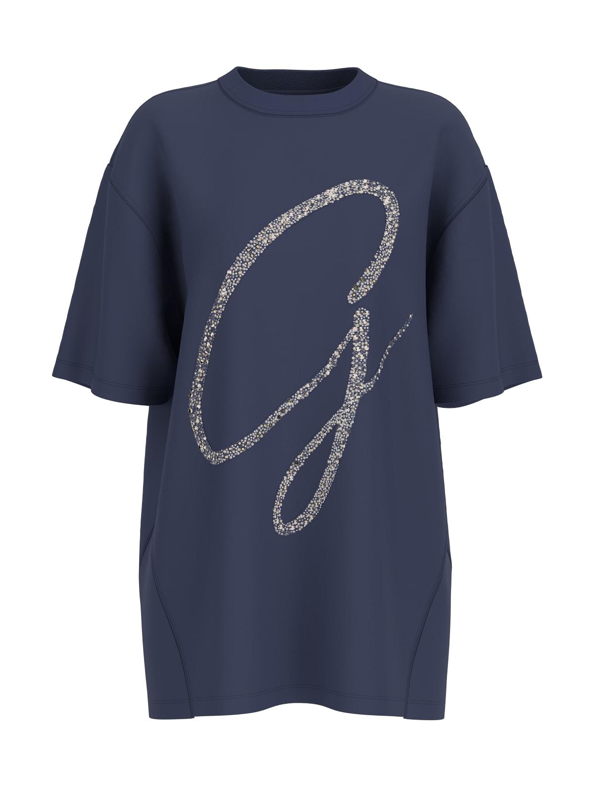 T-shirt Donna Blu Cotone Logo GUESS - Modalternativa