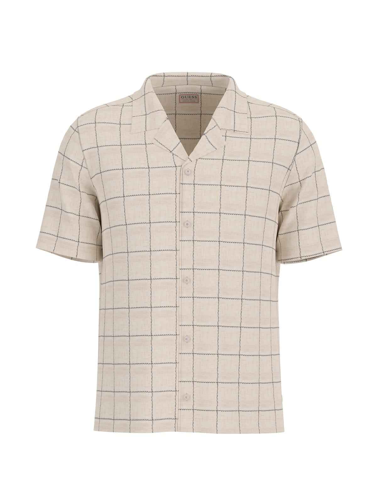 Camicia Uomo Beige/nero Lino/cotone  GUESS - Modalternativa