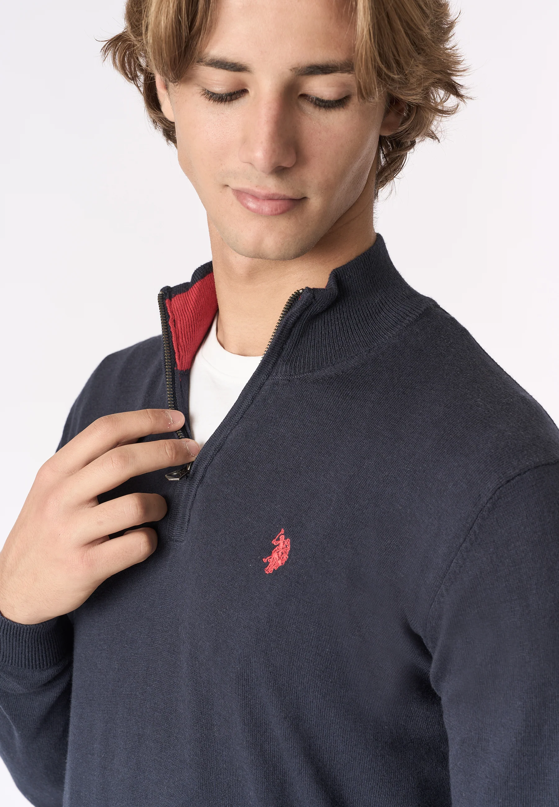 Maglia quarter zip Uomo Blu Cachemire Filo U.S. POLO ASSN. - Modalternativa